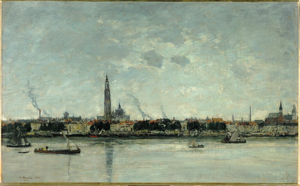 Zicht op Antwerpen door Eugene Louis Boudin