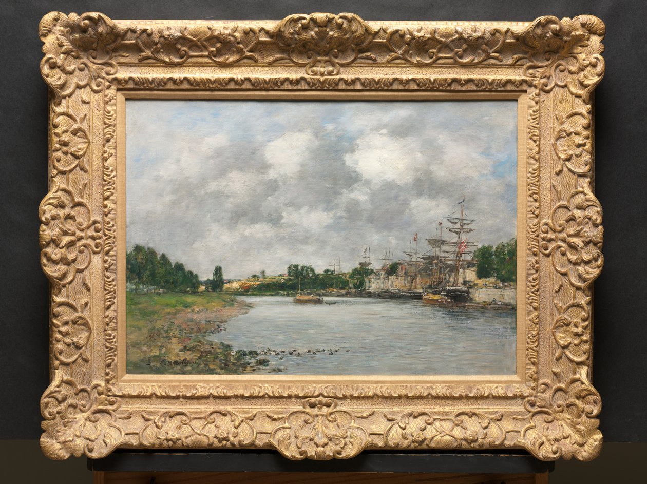 Uitzicht op de haven van Saint-Valéry-sur-Somme door Eugene Louis Boudin