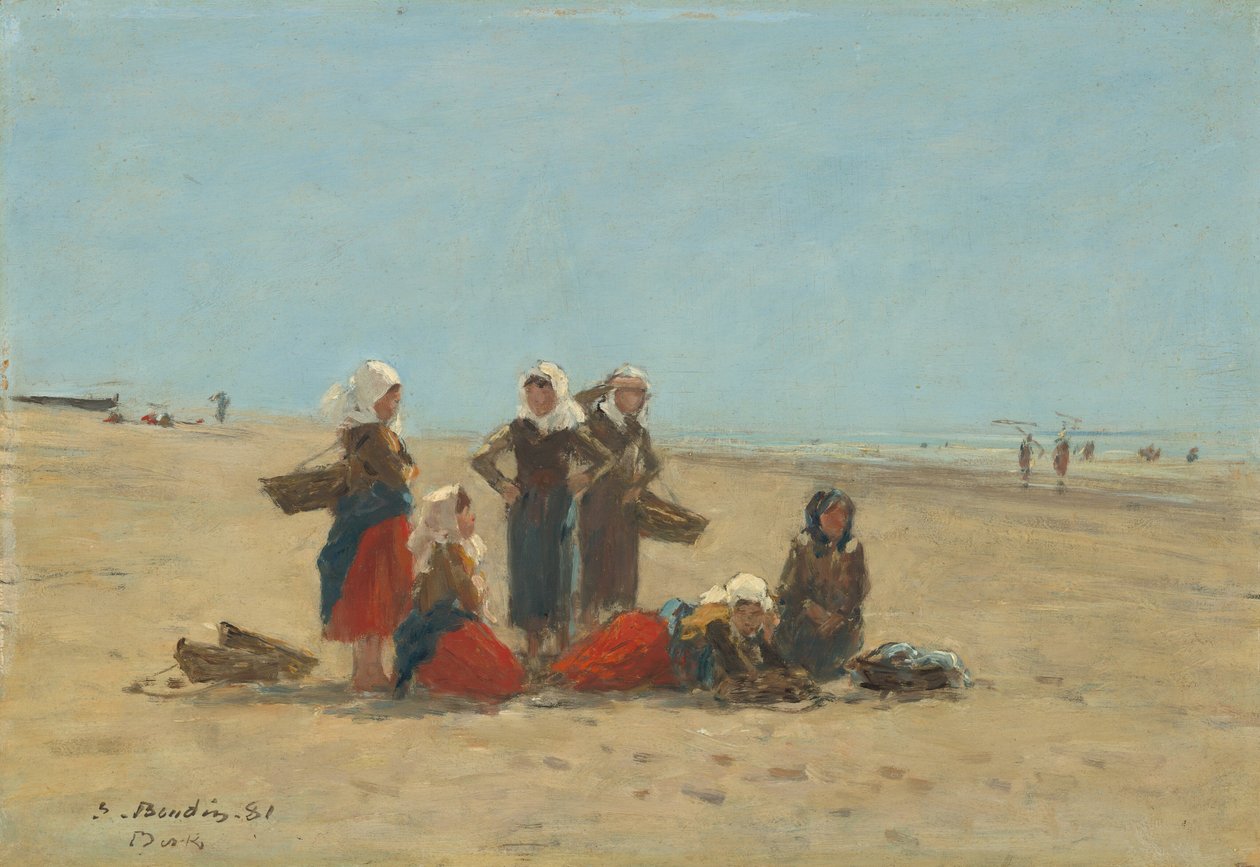 Vrouwen op het Strand bij Berck, 1881 door Eugene Louis Boudin