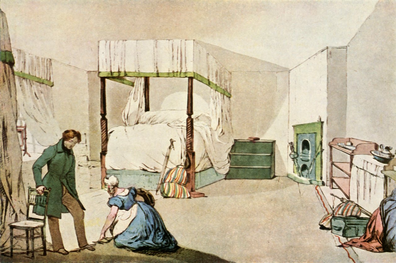 Een slaapkamer in een herberg, 1830, 1943 door Eugene Louis Lami
