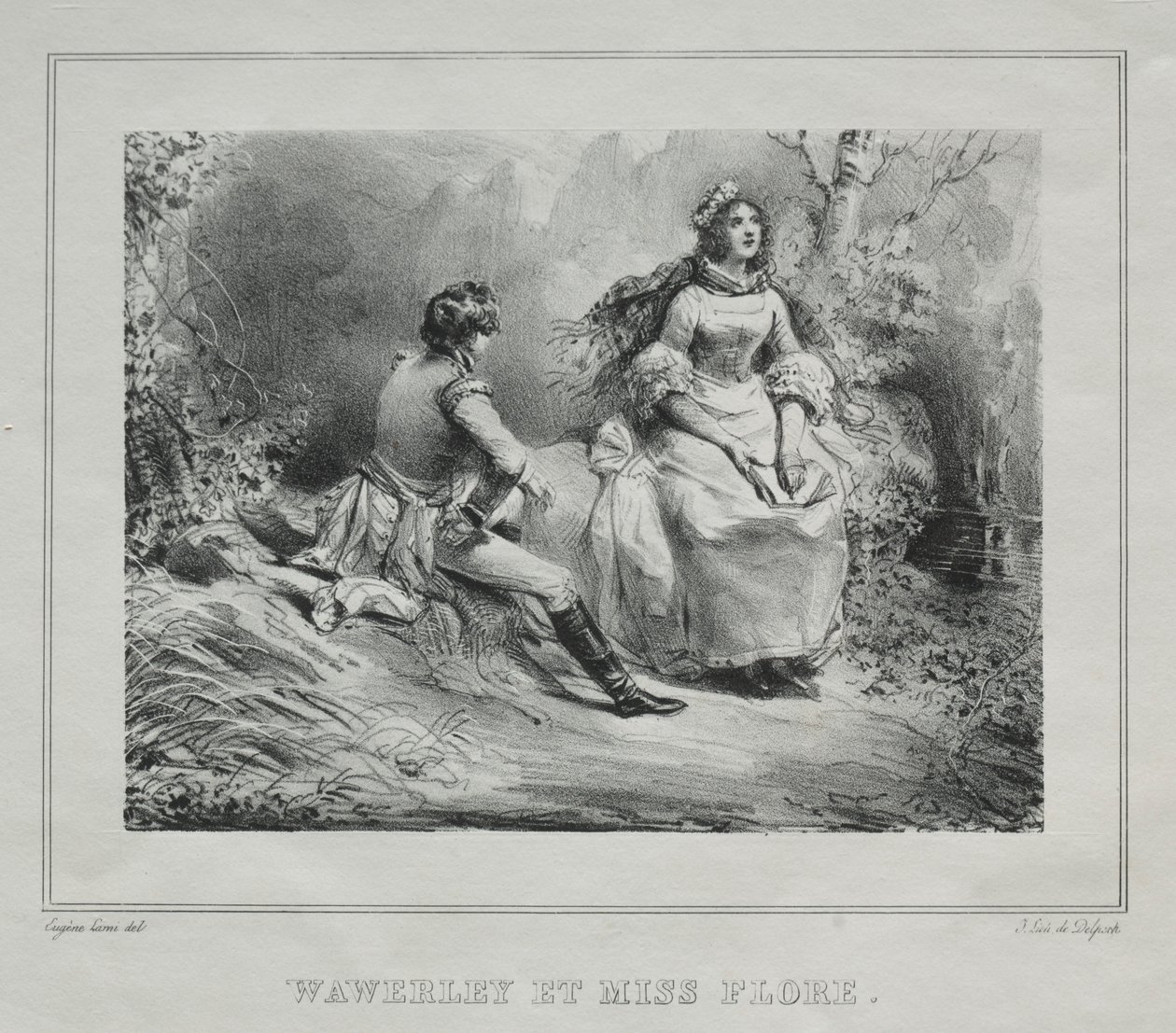 Schilderachtige uitzichten van Schotland: Waverly en Miss Flora, 1825-1828 door Eugene Louis Lami