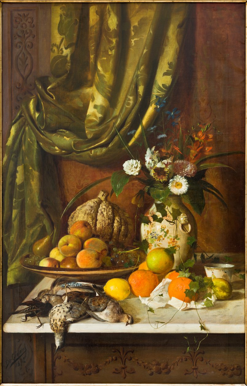 Bloemen, Fruit en Wild door Eugenio De Giacomi