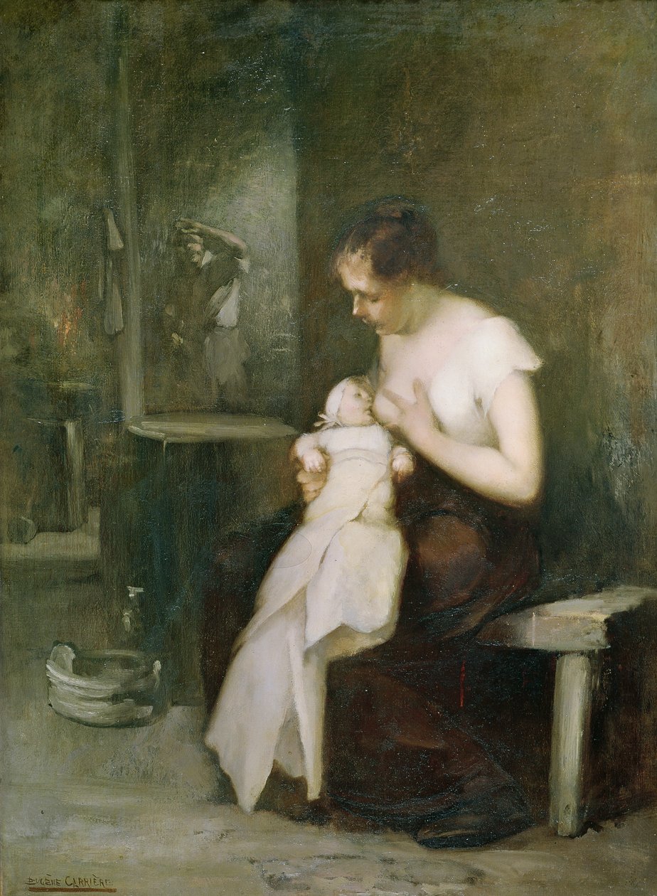 Jonge moeder, studie voor een schilderij voor de Salon van 1879 door Eugène Carrière