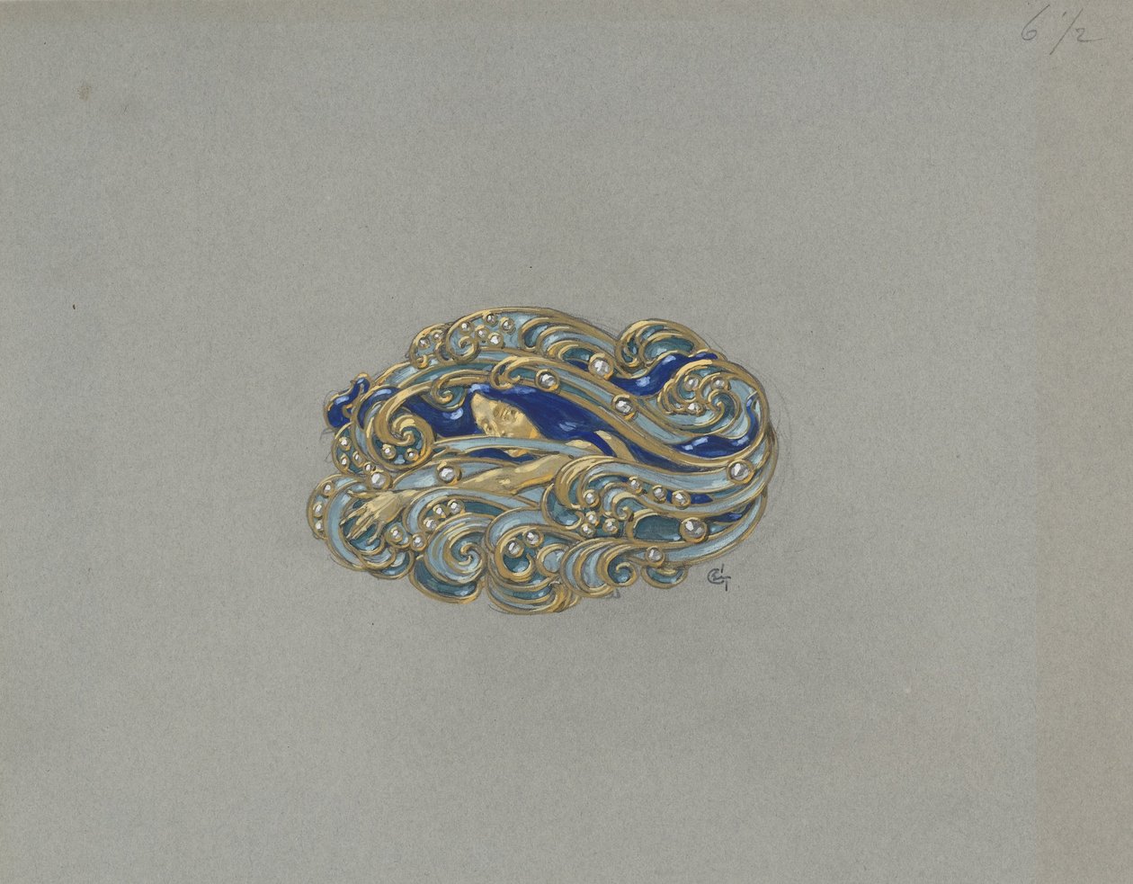 Ontwerp voor een broche door Eugene Grasset