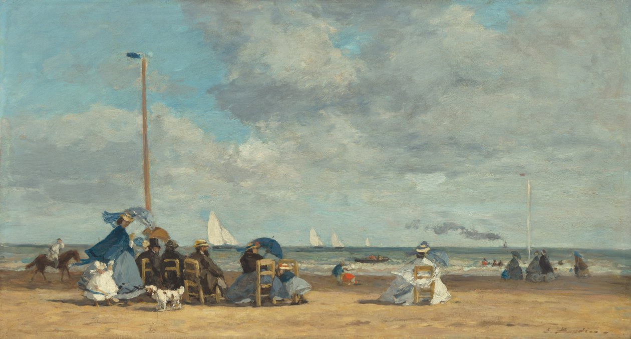 Strand bij Trouville door Eugène Boudin