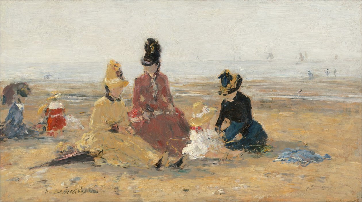 Op het strand, Trouville door Eugène Boudin