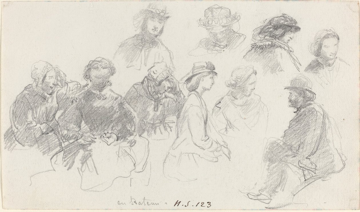 Passagiers aan boord van een schip door Eugène Boudin