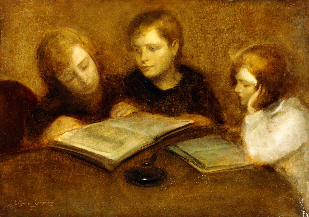 Meisjes die Lezen door Eugène Carrière