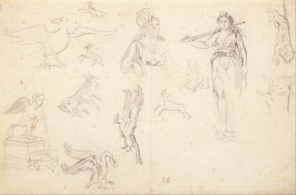 Dier- en figuurstudies door Eugène Delacroix