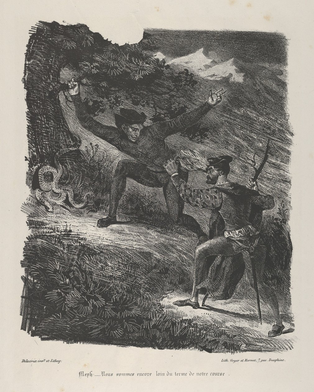 Faust en Mephistopheles in de Harzbergen door Eugène Delacroix