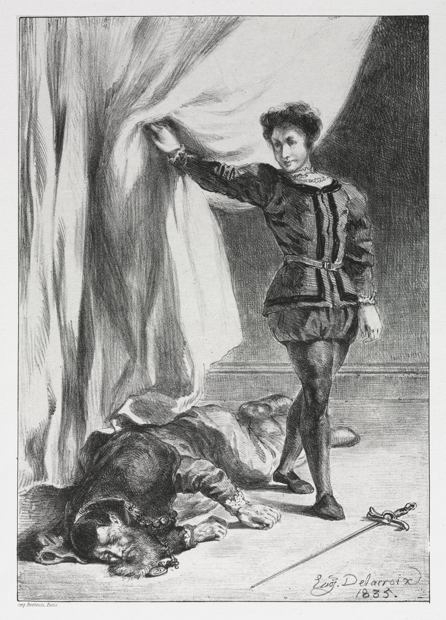 Hamlet: Hamlet en het Lijk van Polonius door Eugène Delacroix