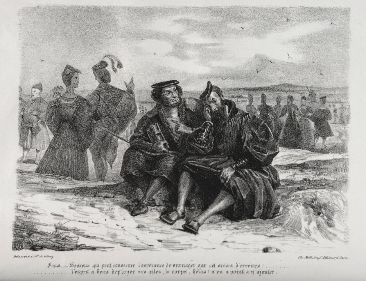 Illustraties voor Faust: Faust en Wagner door Eugène Delacroix