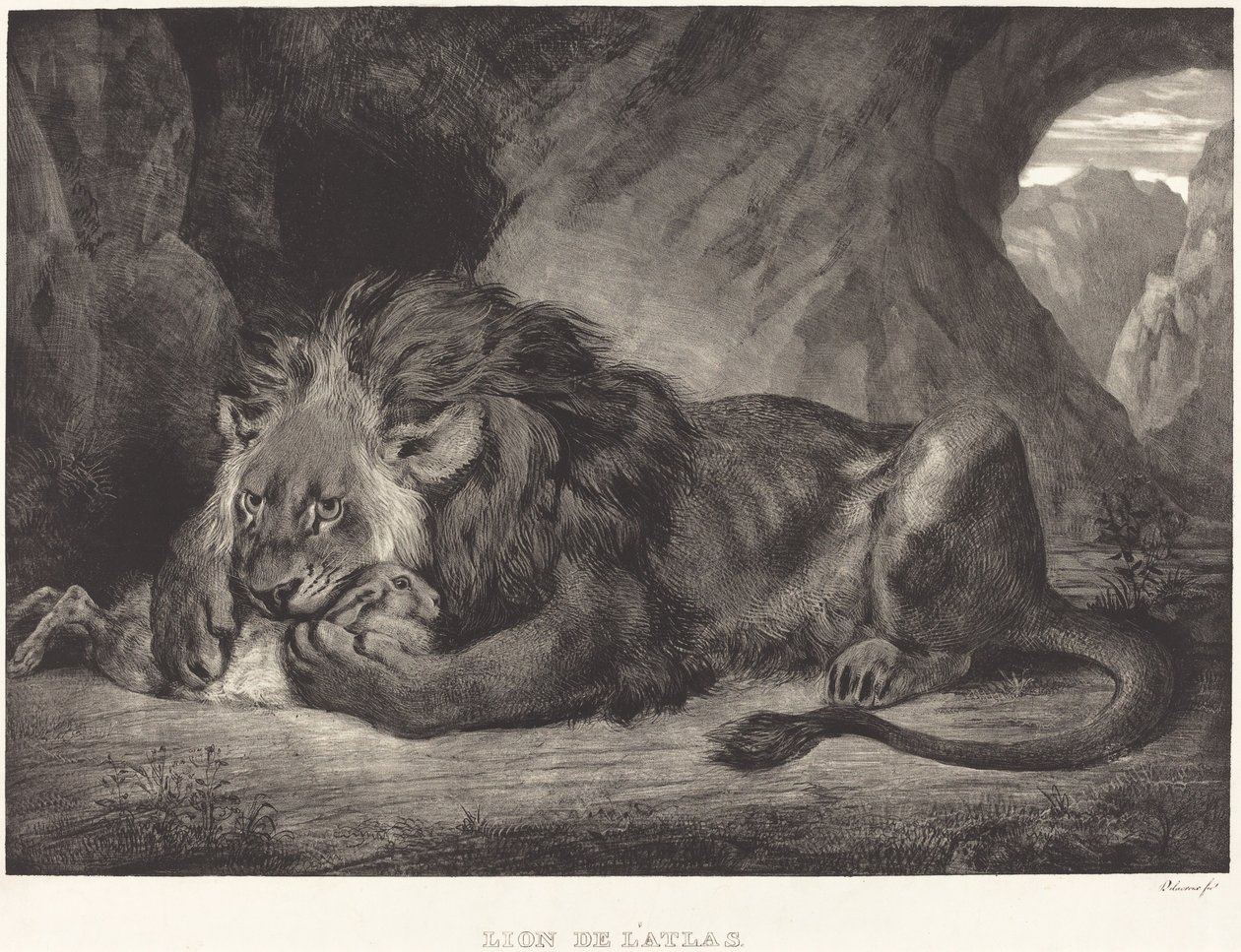 Leeuw van het Atlasgebergte door Eugène Delacroix
