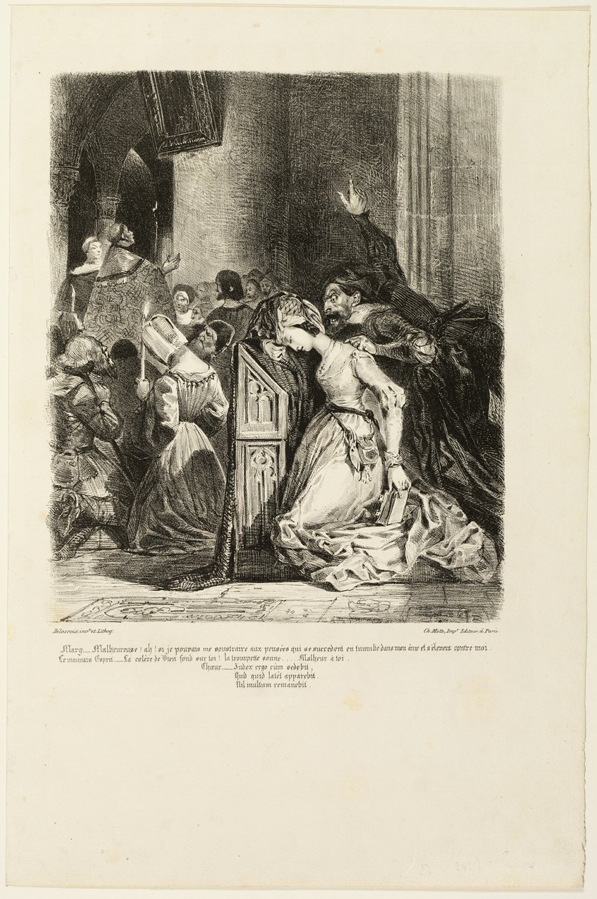 Marguerite bij de kerk, uit Faust door Eugène Delacroix