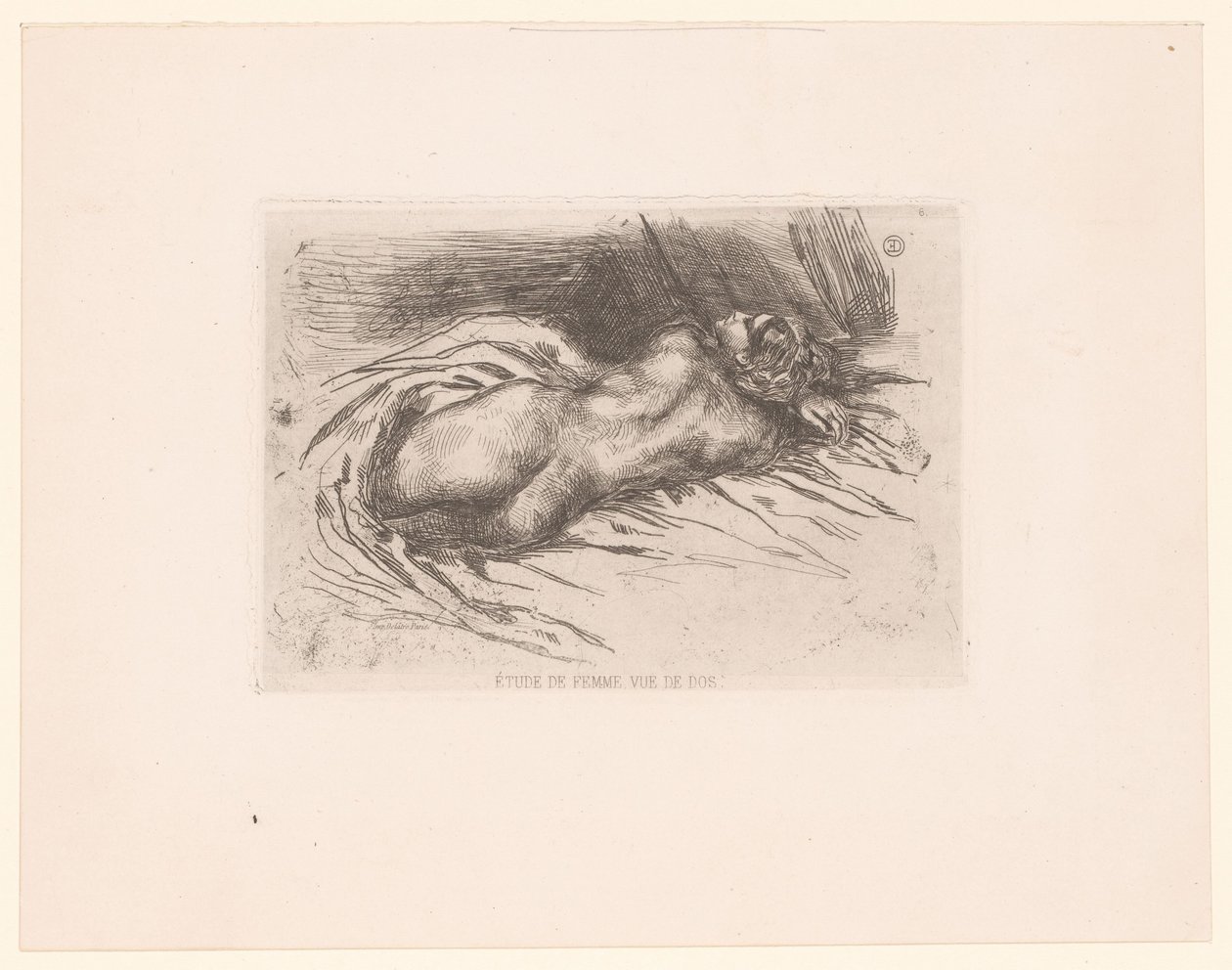 Naakte vrouw op de rug gezien door Eugène Delacroix