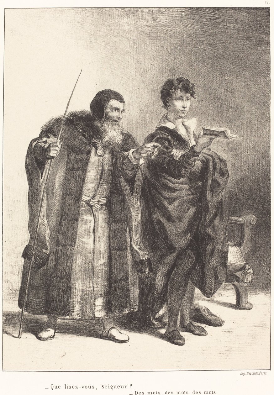 Polonius en Hamlet Act II, Scene II, 1834-1843 door Eugène Delacroix