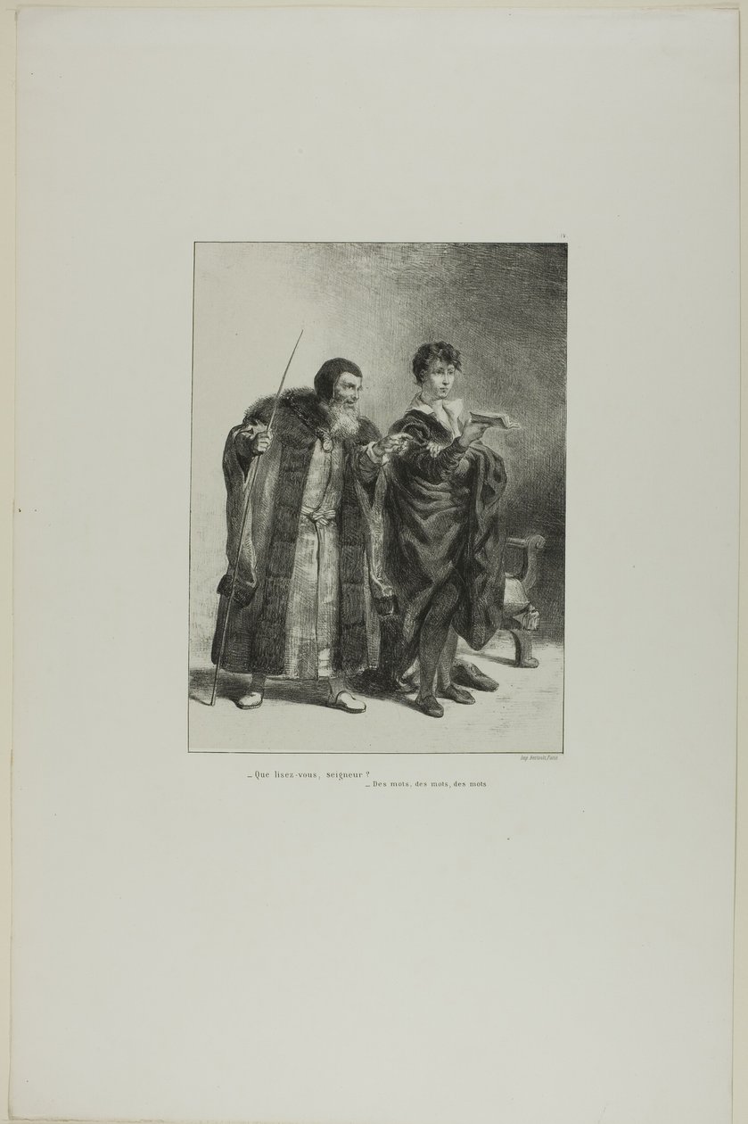 Polonius en Hamlet, plaat 4 uit Hamlet door Eugène Delacroix