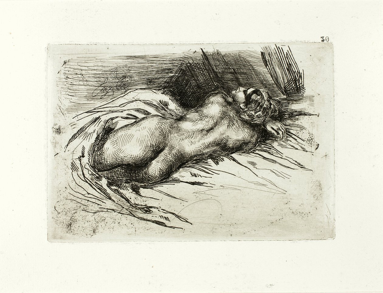 Liggende naakt, rugaanzicht door Eugène Delacroix