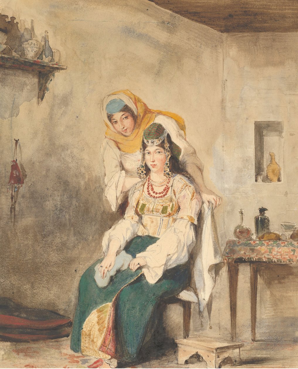Saada, de vrouw van Abraham Ben-Chimol, en Préciada, een van hun dochters, 1832 door Eugène Delacroix