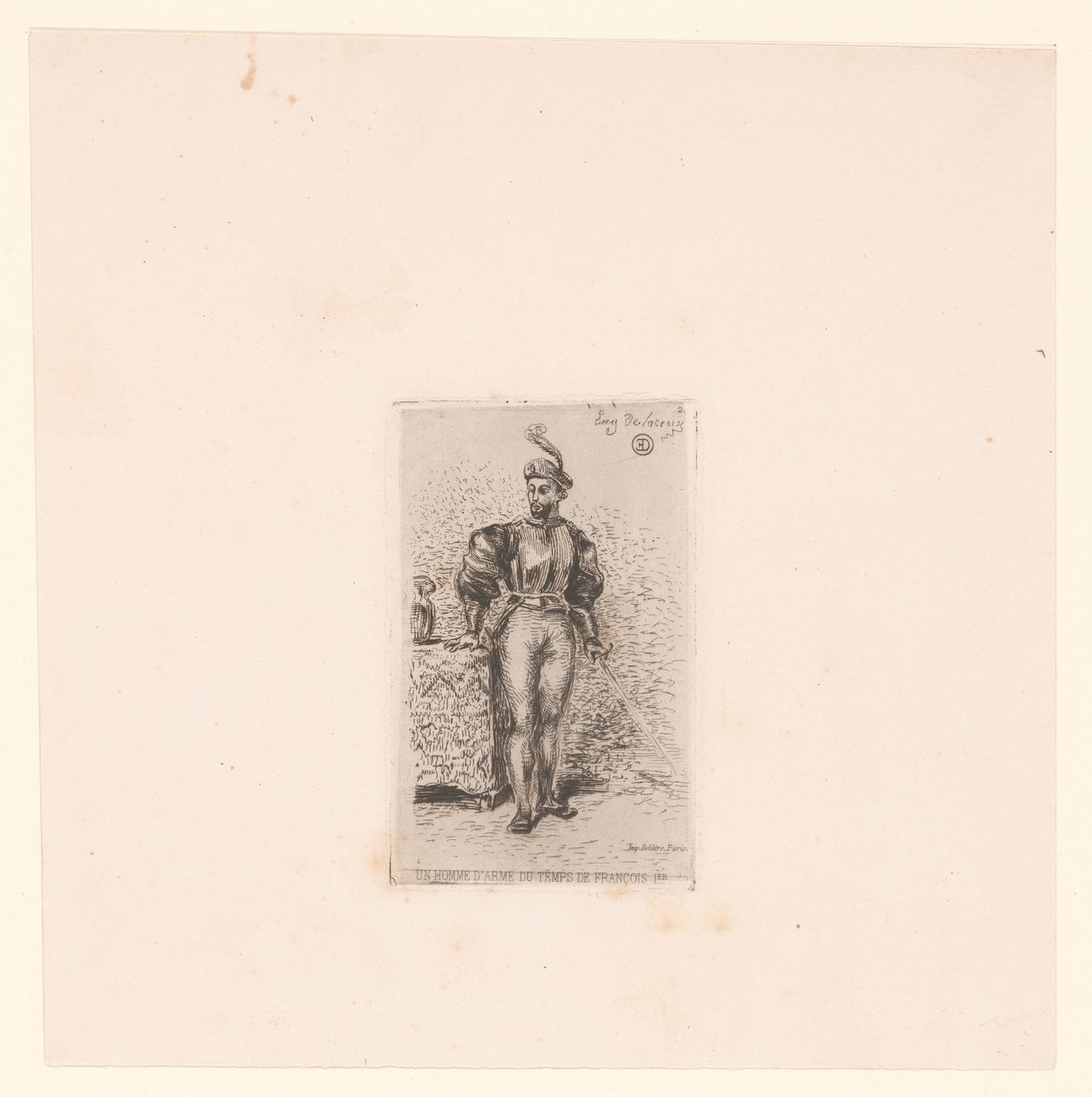 Soldaat met zwaard door Eugène Delacroix