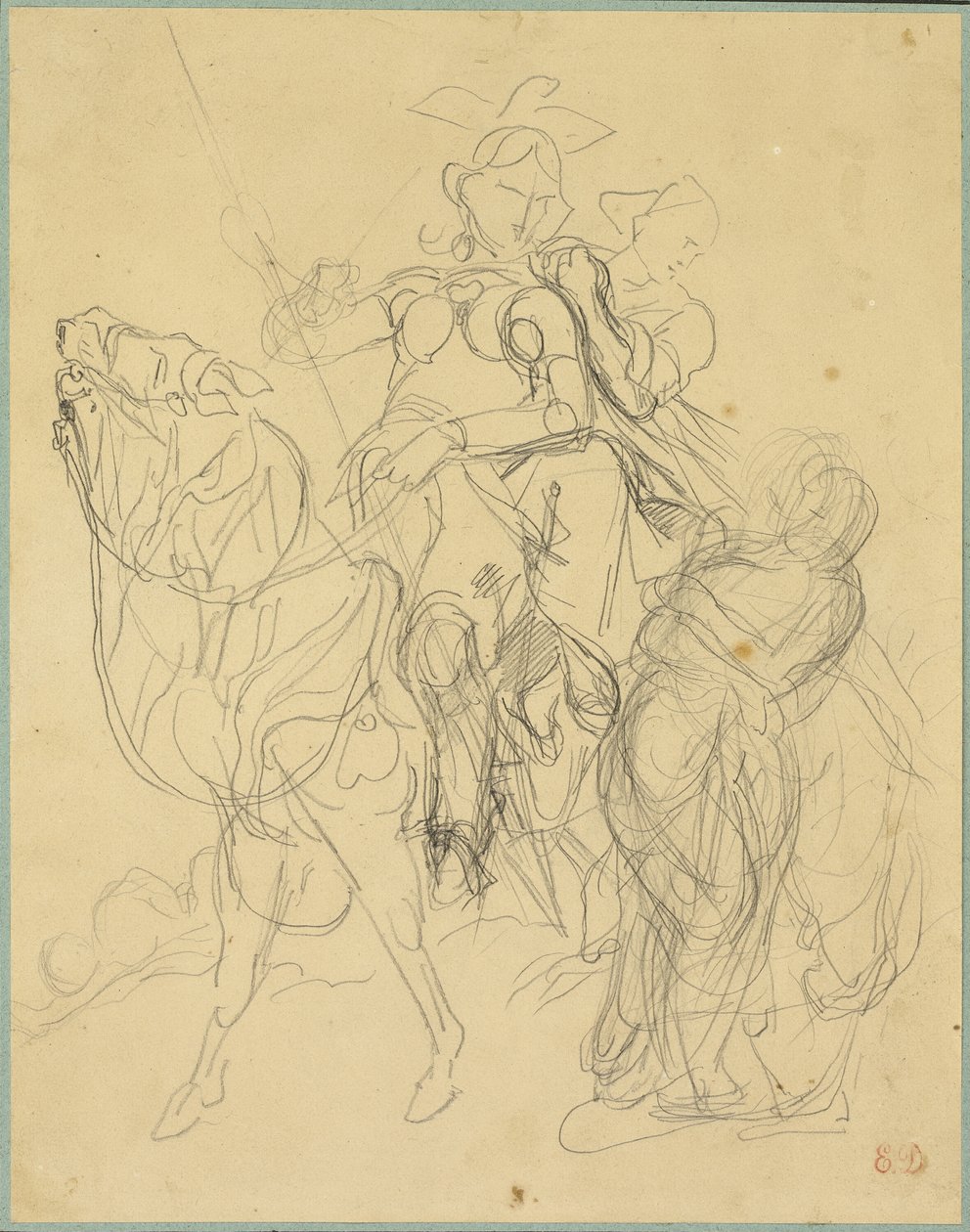 Studie voor Marphise en de meesteres van Pinabel door Eugène Delacroix