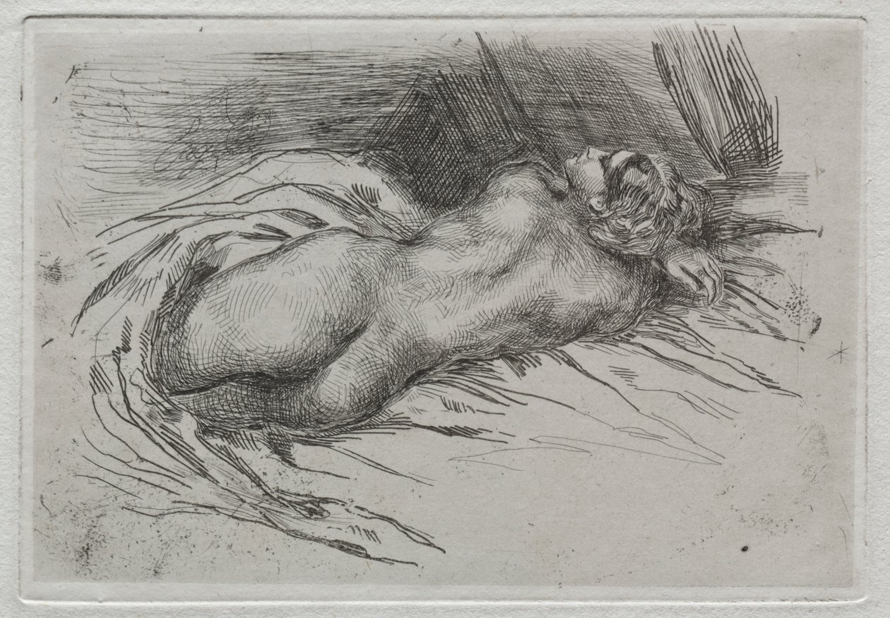 Studie van een vrouw van achteren gezien door Eugène Delacroix