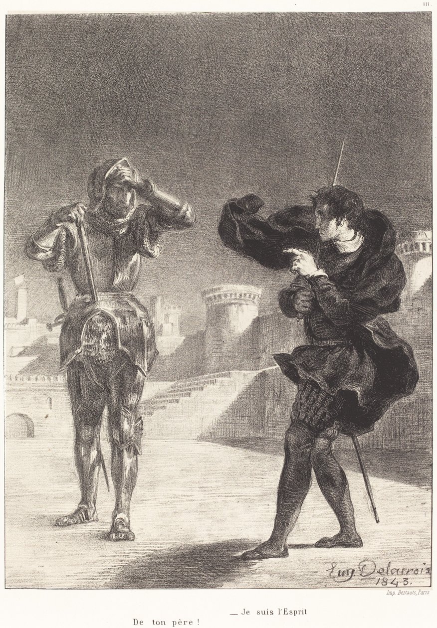 De geest op het terras Act I, Scene V door Eugène Delacroix