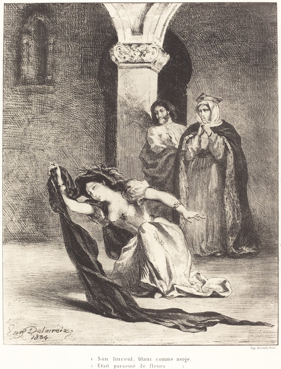 Het Lied van Ophelia (Act IV, Scene V) door Eugène Delacroix