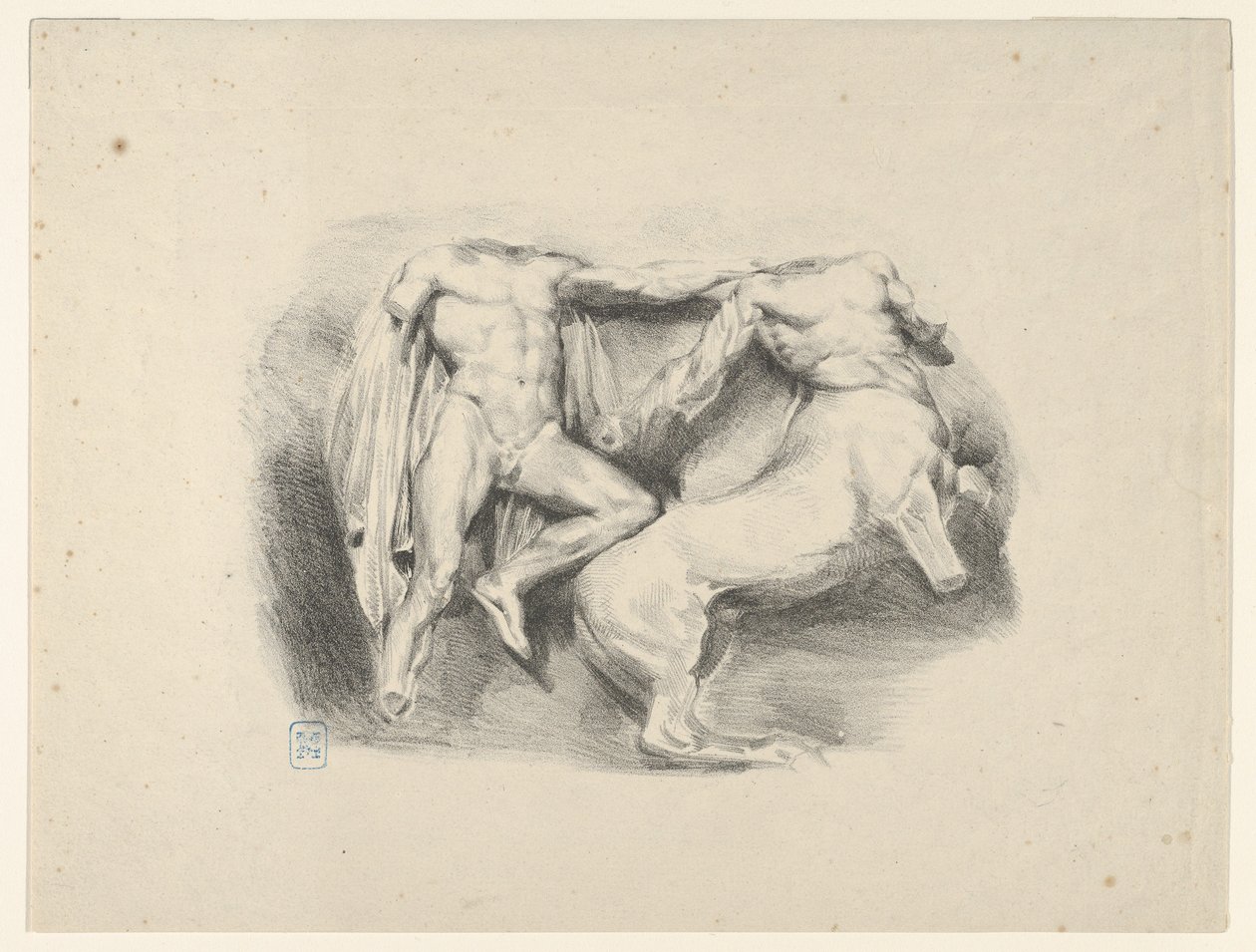 Theseus, overwinnaar van de centaur Eurytus, 1825 door Eugène Delacroix