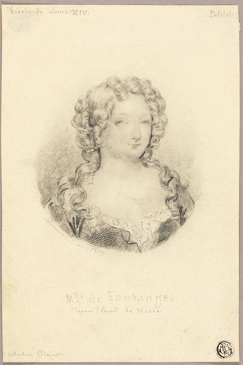 Medailleportret van Juffrouw de Fontanges door Eugène François Marie Joseph Devéria