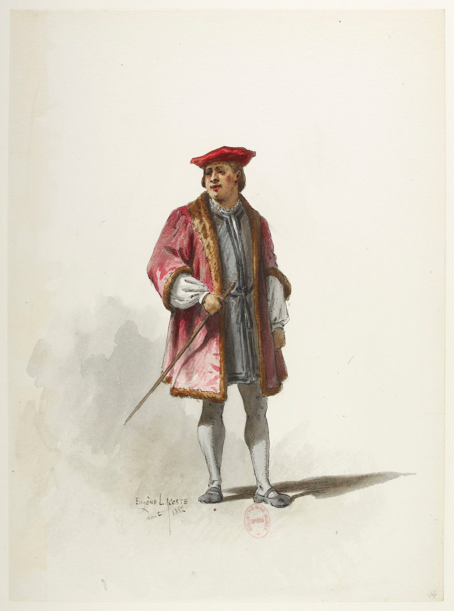 Btv1b84558104 14 - Saint-Saëns - Henry VIII - Maquettes de costumes - Lacoste - 14e Kostuum door Eugene Lacoste