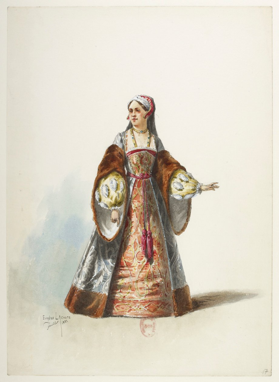 Btv1b84558104 17 - Saint-Saëns - Henry VIII - Maquettes de costumes - Lacoste - 17e Kostuum door Eugene Lacoste