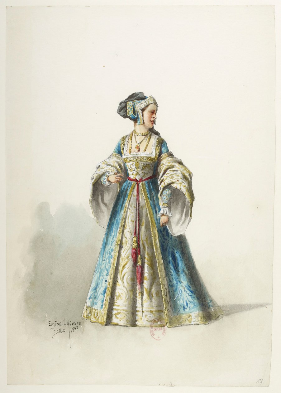 Btv1b84558104 18 - Saint-Saëns - Henry VIII - Maquettes de costumes - Lacoste - 18e Kostuum door Eugene Lacoste