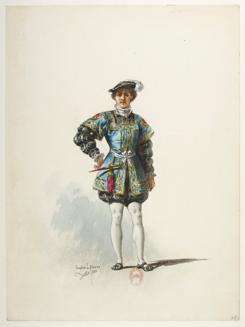 Btv1b84558104 38 - Saint-Saëns - Henry VIII - Kostuummodellen - Lacoste - 38. Pagina van de koning door Eugene Lacoste