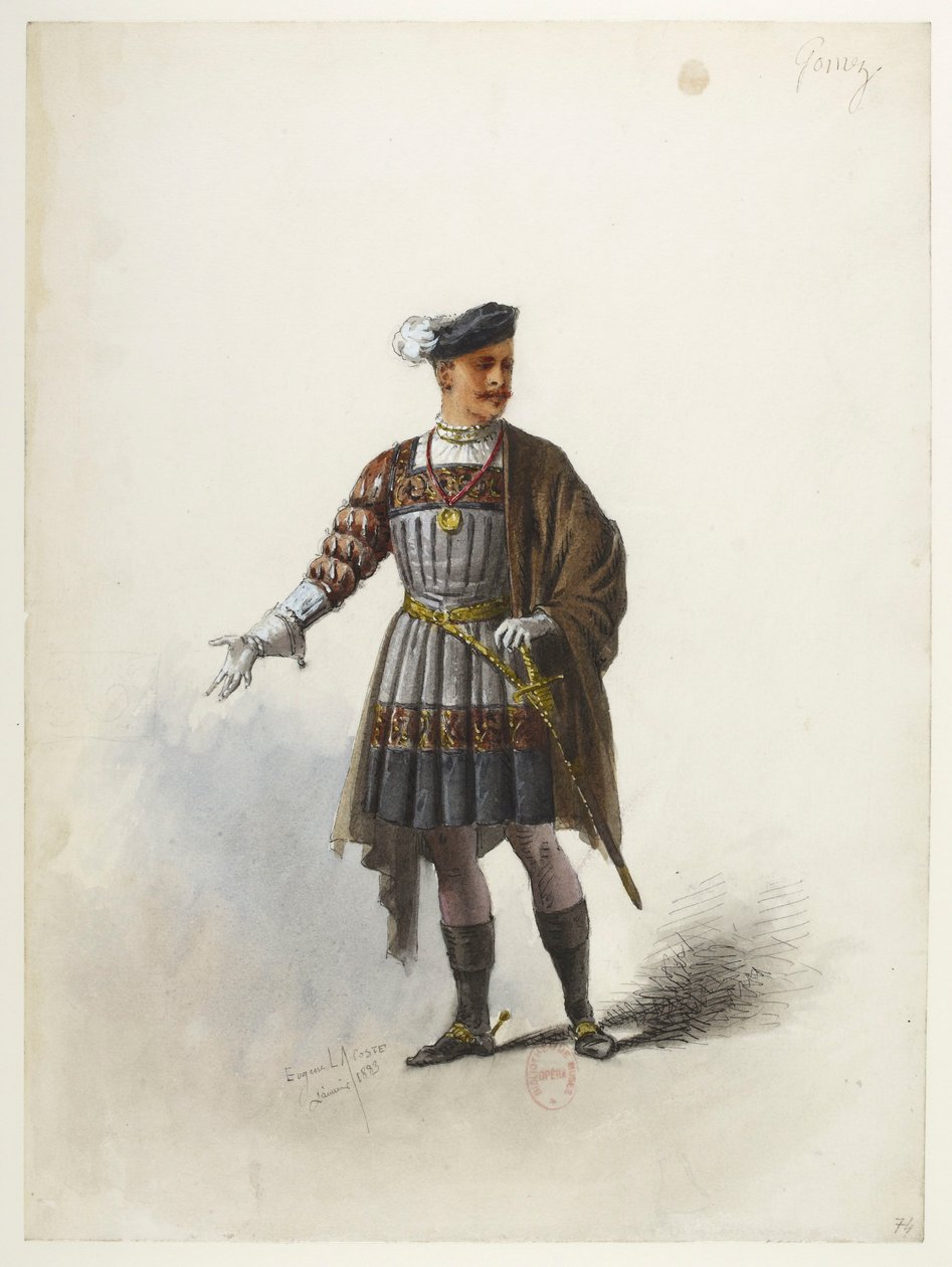 Btv1b84558104 78 - Saint-Saëns - Henry VIII - Kostuummodellen - Lacoste - 74. Don Gomez de Feria. Don Gomez de Feria door Eugene Lacoste