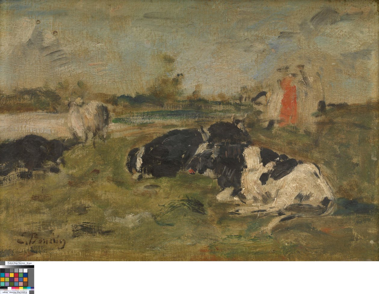 Koeien in de wei door Eugene Louis Boudin