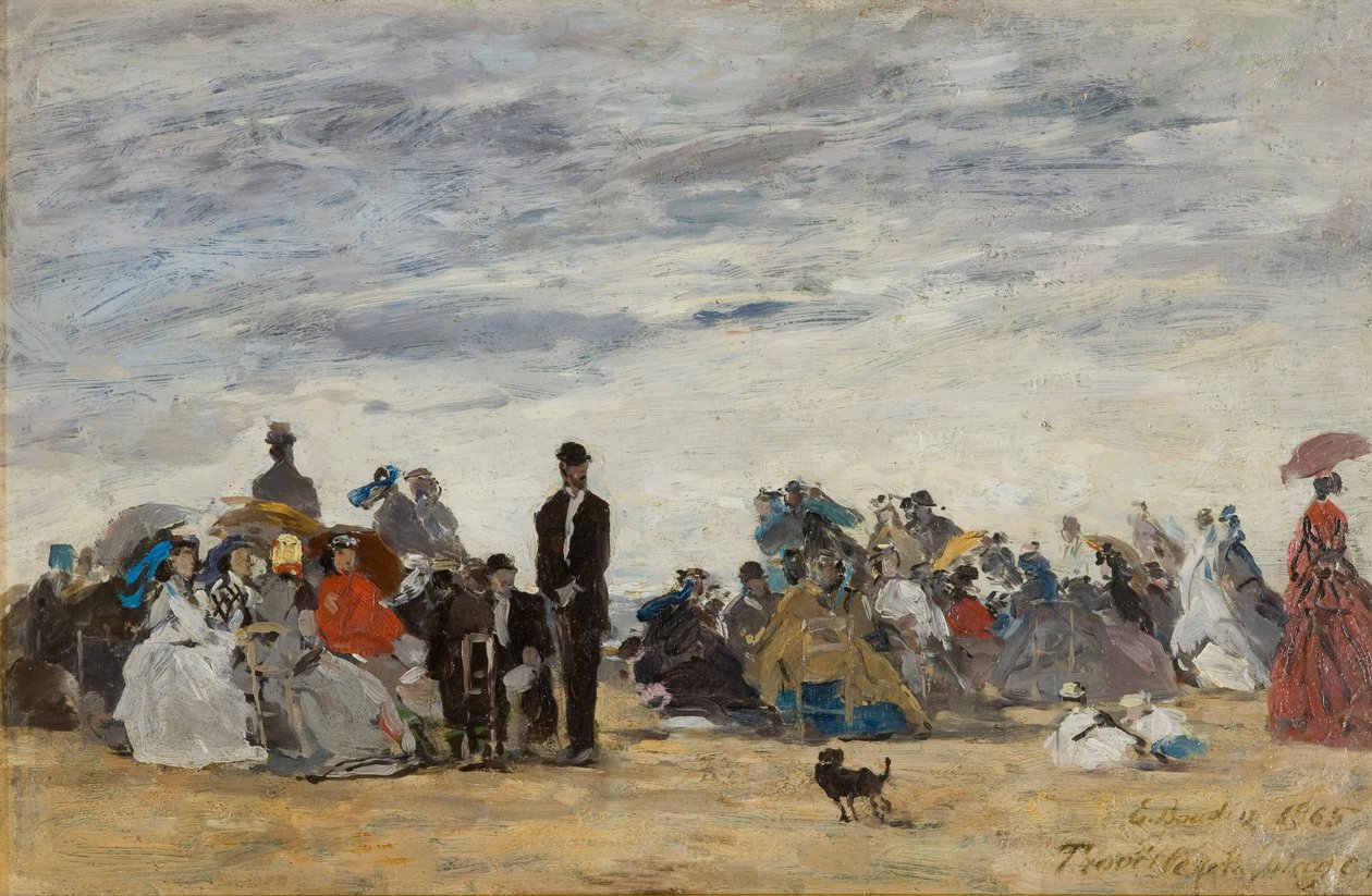 Trouville strand door Eugene Louis Boudin