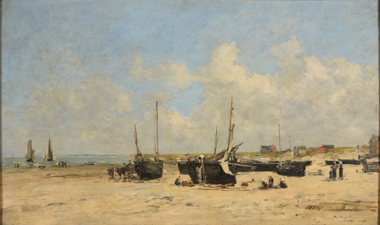 Berck strand bij eb door Eugene Louis Boudin