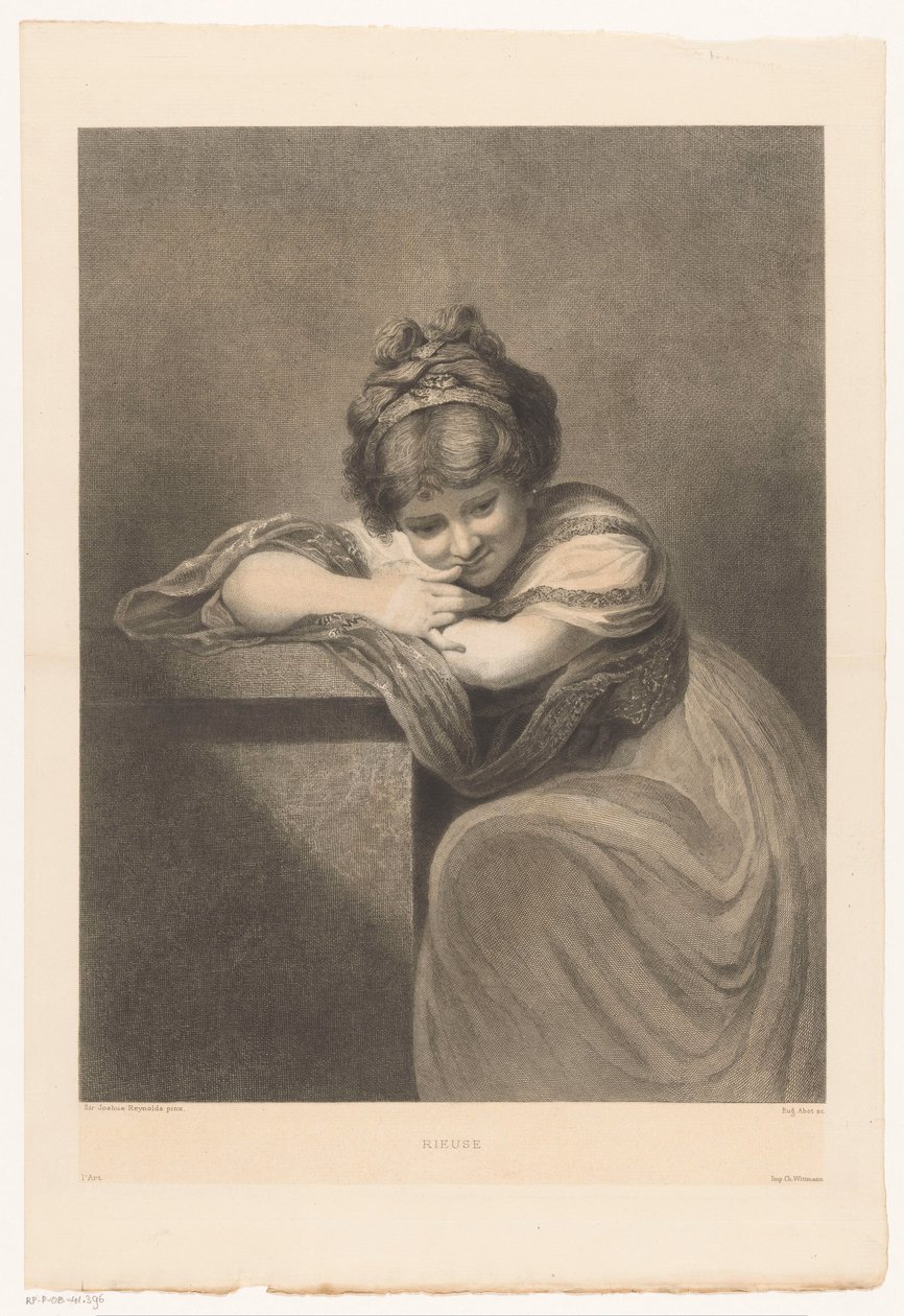 Portret van een zittend meisje door Eugène Michel Joseph Abot