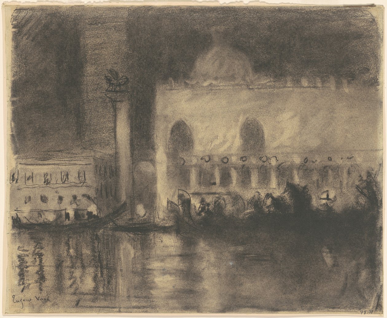 Herinnering aan Venetië: het Palazzo Ducale en de Piazzetta door Eugène Vail