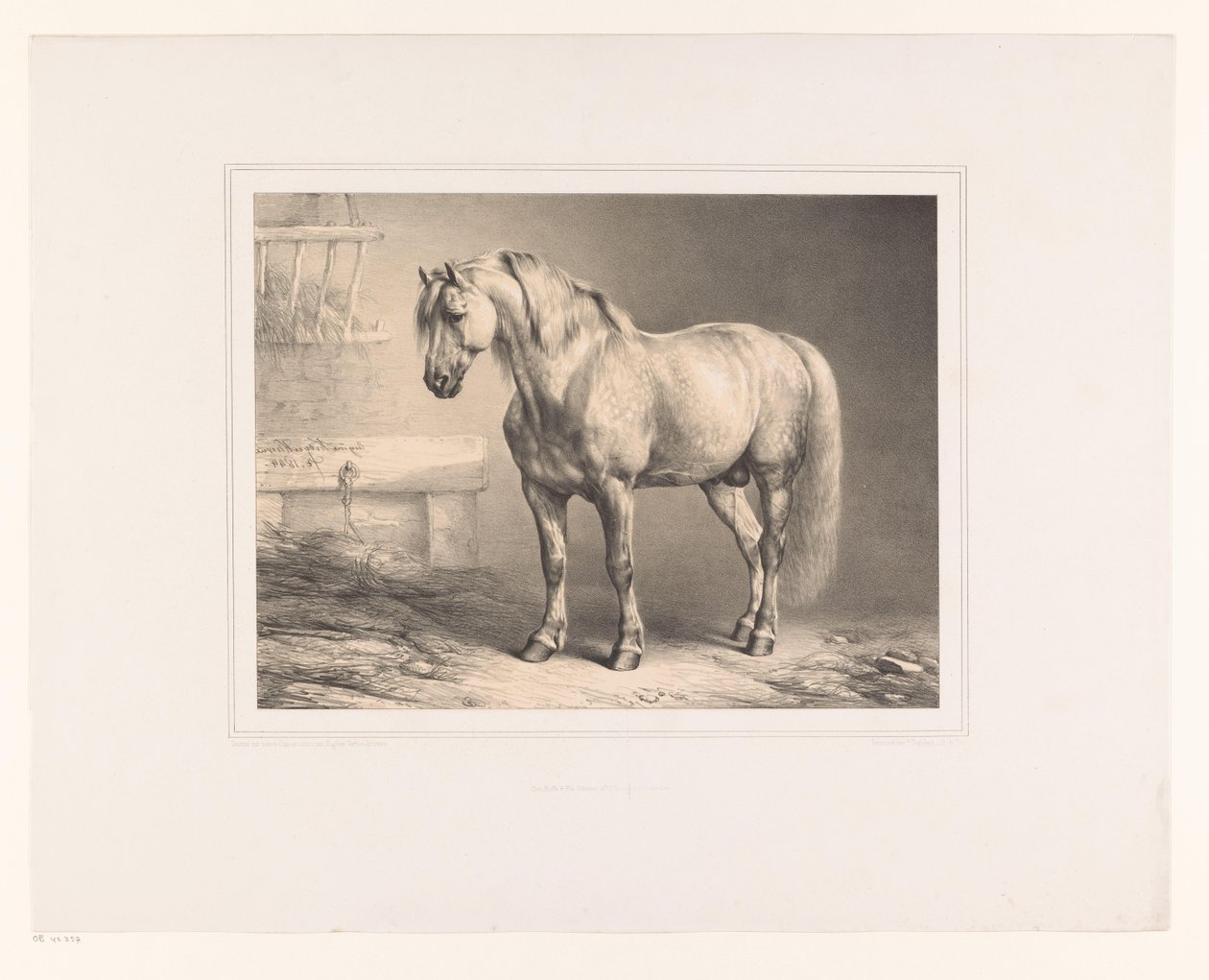 Paard in een stal door Eugène Verboeckhoven