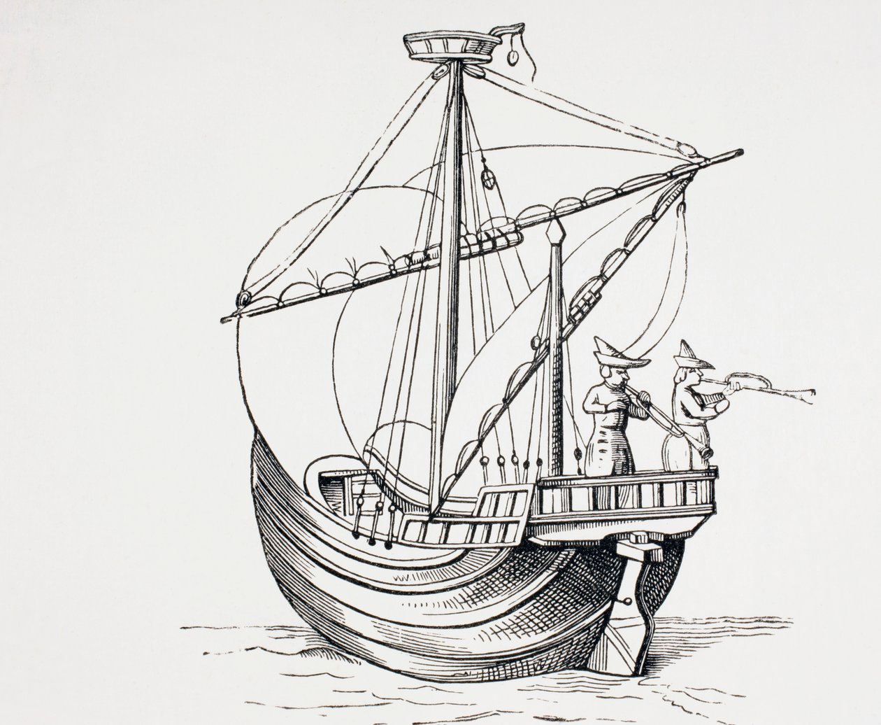 Vijftiende-eeuws zeilschip, ca. 1880 door European School