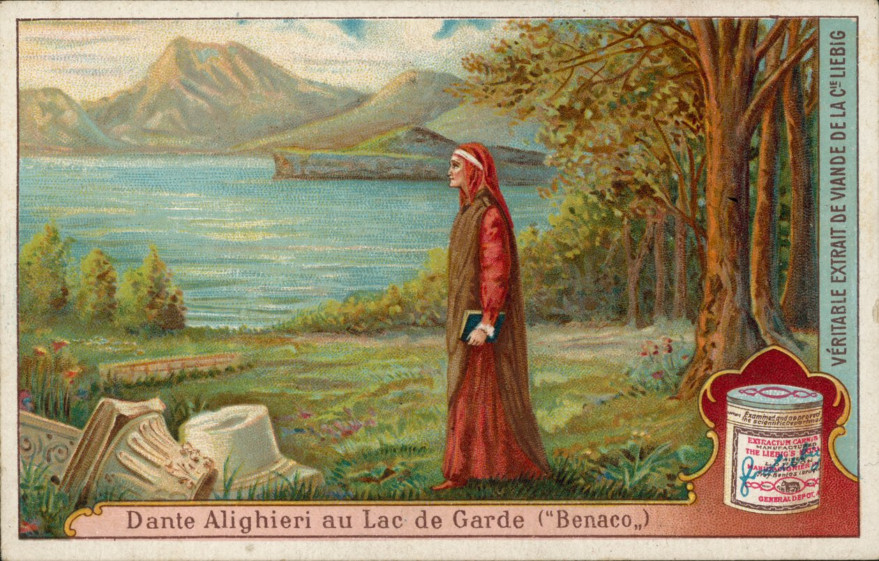 Dante aan het Gardameer (chromolitho) door European School