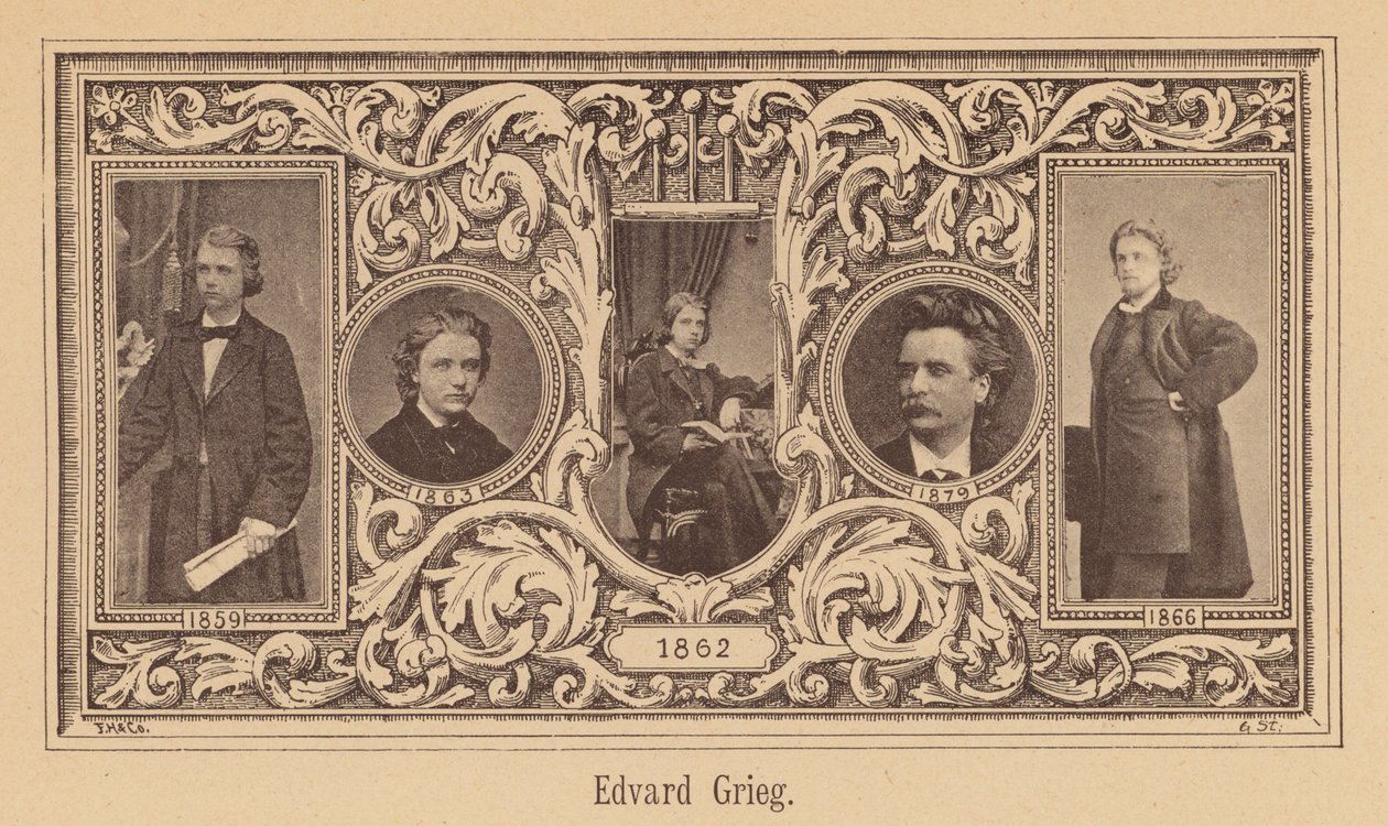Edvard Grieg, Noors componist (gravure) door European School