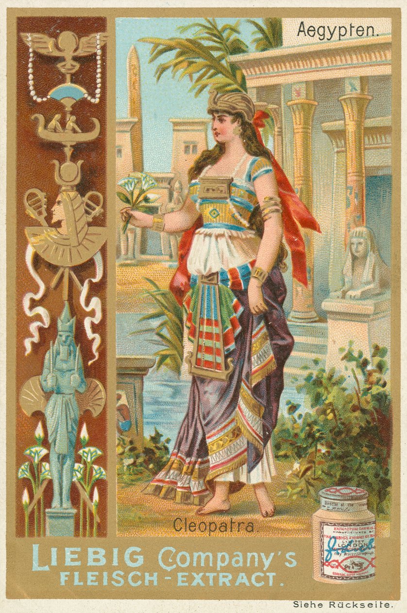 Egypte, Cleopatra, Liebig-kaart, begin 20e eeuw (chromo) door European School