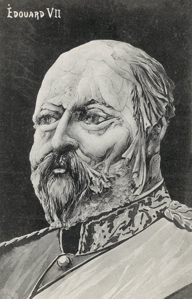 Fantasieportret van koning Edward VII (litho) door European School