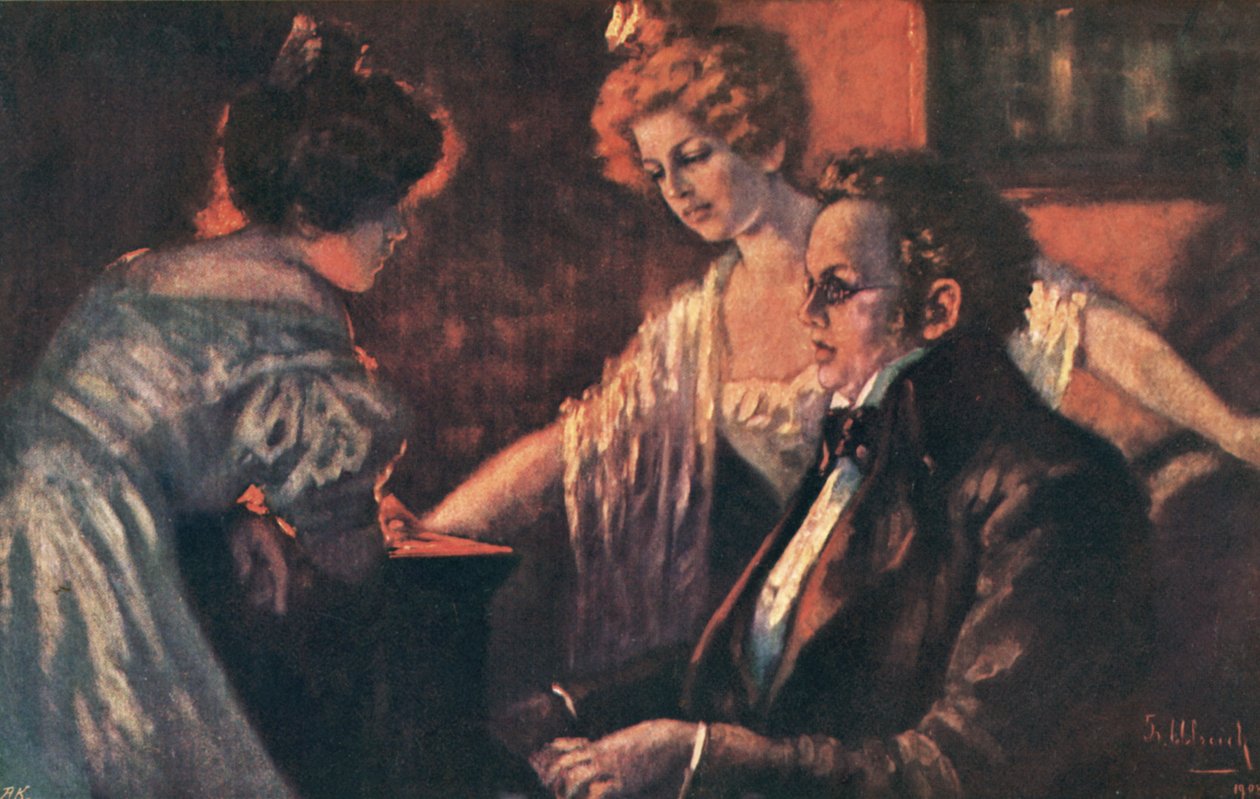 Franz Schubert, Oostenrijks componist (kleurenlitho) door European School