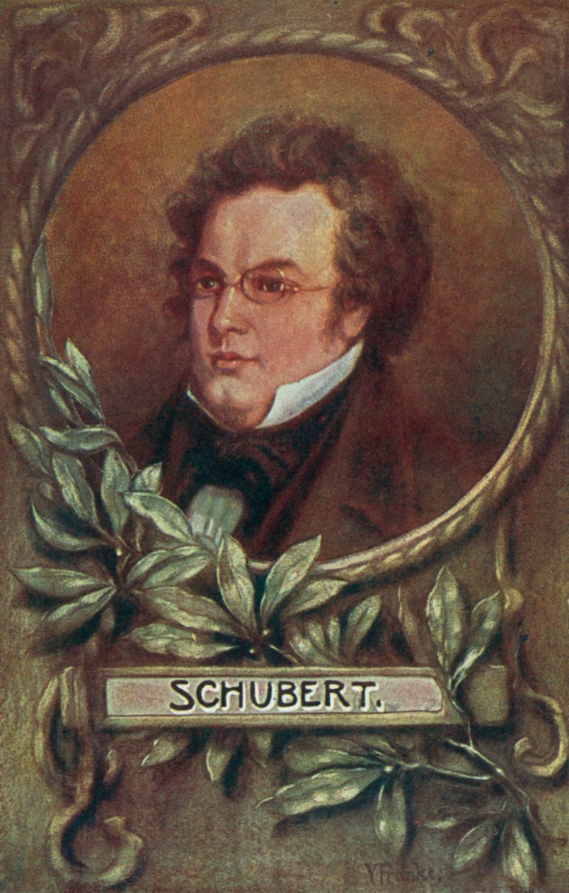 Franz Schubert, Oostenrijks componist (kleurenlitho) door European School