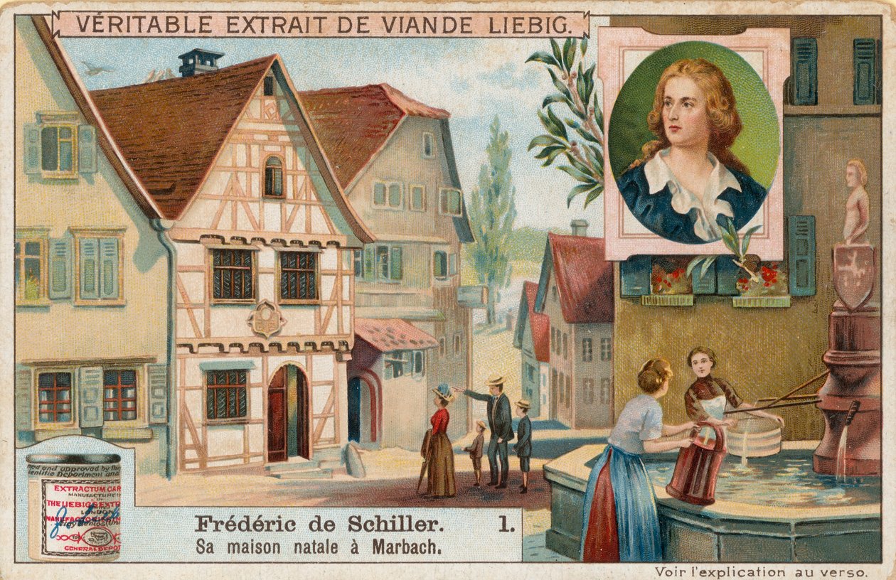 Friedrich Schiller, Liebig-kaart, begin 20e eeuw (chromo) door European School
