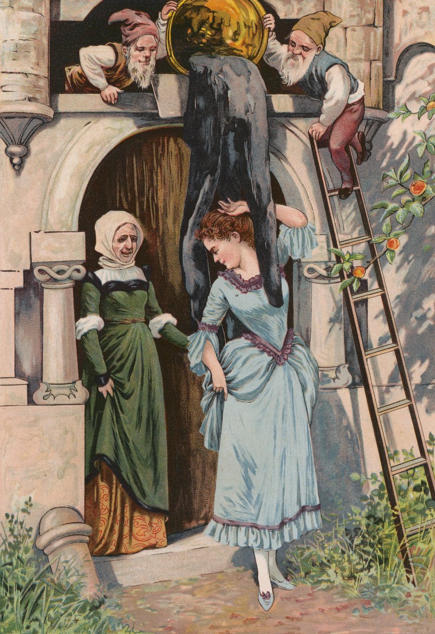 Verhalen van Grimm: Oude Moeder Vorst (chromolitho) door European School